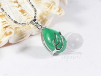 wholesale teardrop Malaysia jade pendant jewelry 18KGP mountings