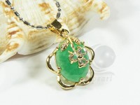 wholesale golden green Malaysia jade oval pendant jewelry