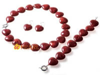 20mm heart-shape red coral hand knotted necklace wholesale