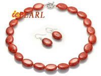 15*20mm oval red coral necklace & earrings online wholesale