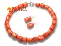 pink coral necklace & earrings set wholesale online