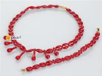 wholesale red coral hand knitted necklace & bracelet jewelry