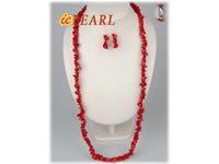 wholesale red coral necklace & earrings set in factory price