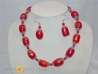 16*19mm tubby red coral necklace earring set wholesale online