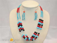 Wholesale red coral necklace & earrings set in low price