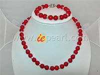 10mm red round coral necklace & bracelet set wholesale online