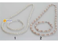 freshwater button pearl necklace & bracelet set Clearance sale