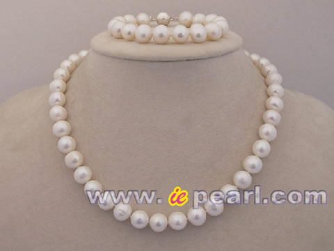 10-11mm round white freshwater pearl jewelry set wholesale