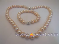 10-11mm round pink freshwater pearl jewelry set wholesale
