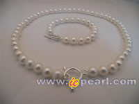 8-9mm round white freshwater pearl jewelry set wholesale