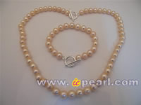 8-9mm round pink freshwater pearl jewelry set in wholesale
