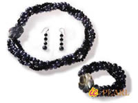 Wholesale 7-8mm black cultured fresh water pearl necklace