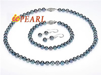 6-7mm black cultured freshwater pearl necklace sets wholesale