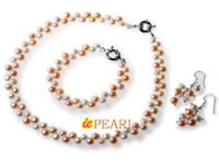 Wholesale white/pink button cultured freshwater pearl necklace