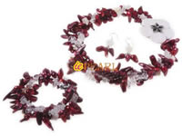 Three twisted strands wine red blister pearl necklace wholesale