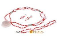 5-6mm rice pearl necklace with rose quartz pendant wholesale