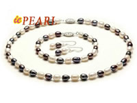 6-7mm rice-shape freshwater pearl jewelry set wholesale