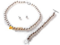 white 8-9mm potato pearl necklace & bracelet set wholesale