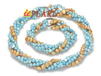 Wholesale 5-6mm blue and 8-9mm champagne pearl jewelry