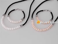 8-9mm clean button pearl cord jewelry set wholesale online