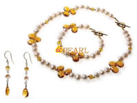 7-8mm potato pearl crystal jewelry set wholesale in low price