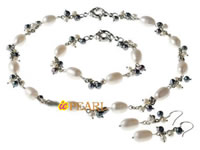 hand wrapped 4-5mm pearl cluster jewelry set wholesale