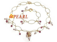pearl necklace & bracelet set with crystal bead wholesale
