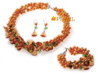 Champagne pearl necklace with topaz Chinese crystals hot sell