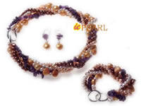 5 strands twisted pearl & amethyst necklace in wholesale price