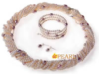 10 rows 4-5mm white pearl decorating lavender necklace online