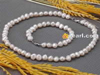 7-8 mm nugget freshwater pearl jewelry set wholesale