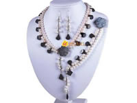 7-8mm pinkish white potato pearl double row necklace wholesale