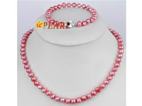 6-7mm cranberry pearl simple jewelry set wholesale