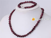 7-8mm Metallic Purple pearl jewelry set wholesale