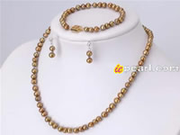5-6mm brown potato pearl jewelry set wholesale