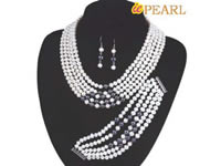 5 rows genuine 6-7mm white pearl Mothers jewelry wholesale