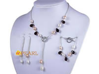7-8mm rice pearl necklace with smoky crystal wholesale