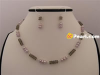 Lavender freshwater button pearl & Chinese crystal jewelry sell