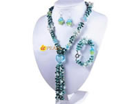 blue turquoise heart shape glaze braid pearl necklace wholesale