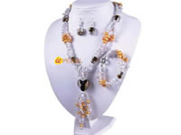 Three strands heart black glaze braid pearl necklace wholesale