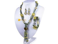 heart shape glaze braid grey green pearl necklace wholesale