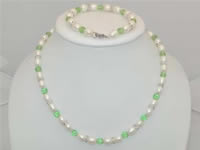 7-8mm white pearl jewelry set, necklace and bracelet wholesale