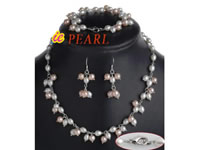 pink & white freshwater pearl necklace bracelet earrings on sell