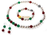 single strand 7.5-8.5mm pearl & jade necklace wholesale
