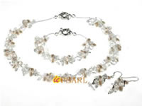 4-5mm white side-drilled pearls necklace with crystals wholesale