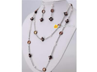 Hand wrapped silver plated chain necklace & earrings wholesale