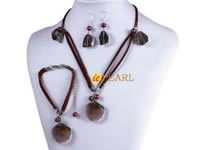 leather thong Chinese crystal & pearl necklace wholesale