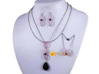 6mm pink & black teardrop crystal pendant chain necklace online