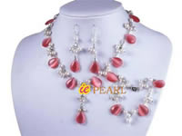 Pink cat eye potato pearls hand wrapped necklace wholesale
