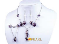 4-5mm pink pearl necklace with heart crystal on chain wholesale